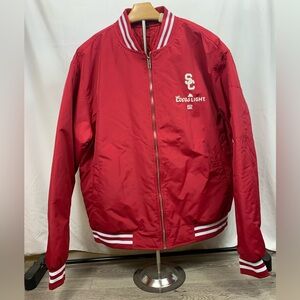 USC Trojans Coors Light Bomber Jacket Red Varsity Windbreaker Men's XL Rare NEW